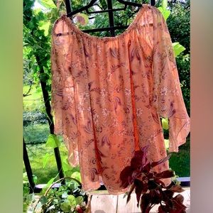 boho bell sleeve hippie dress/tunic pink paisley print